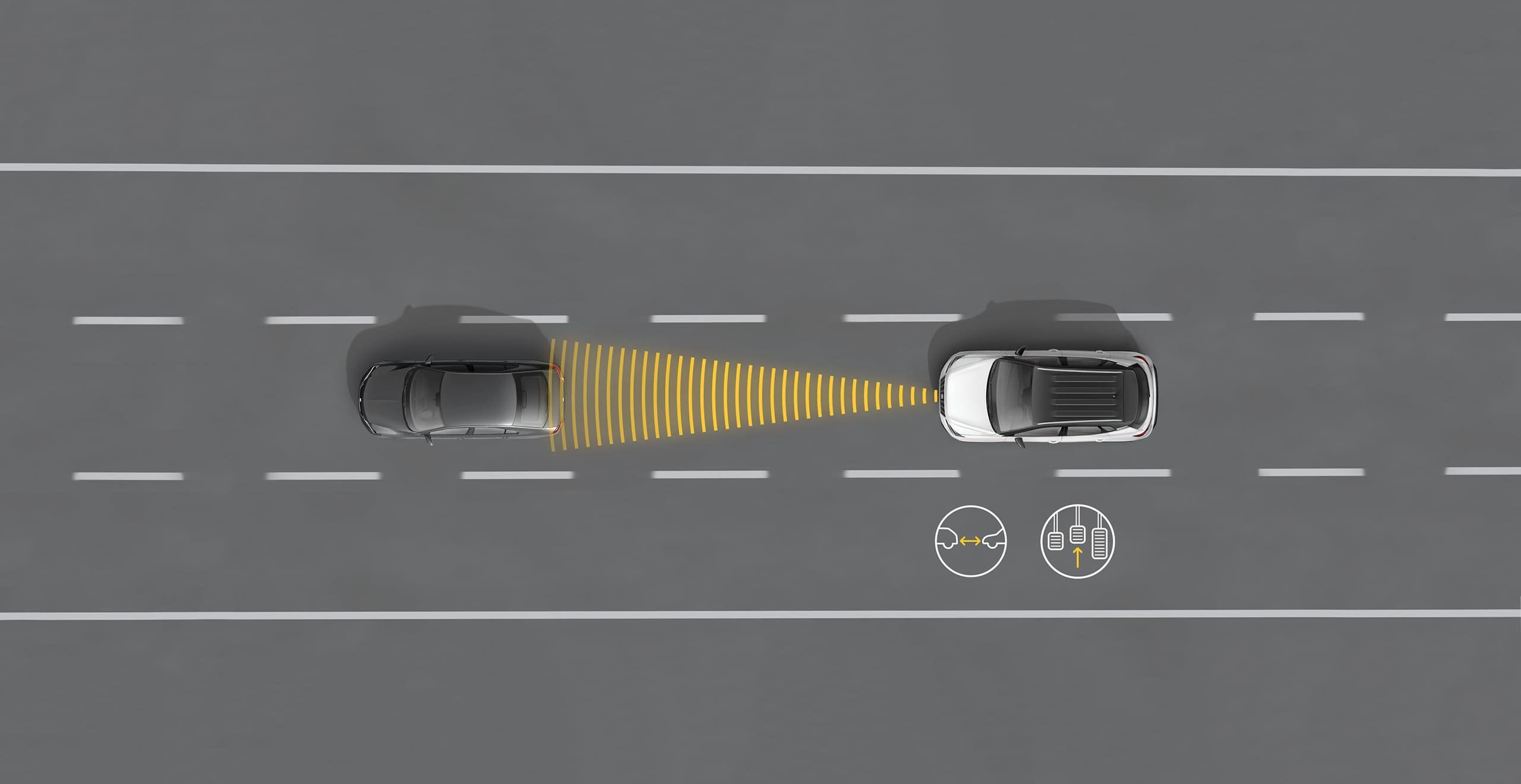 SEAT Arona adaptive cruise control front assist safety. Showing car ACC with front assist features