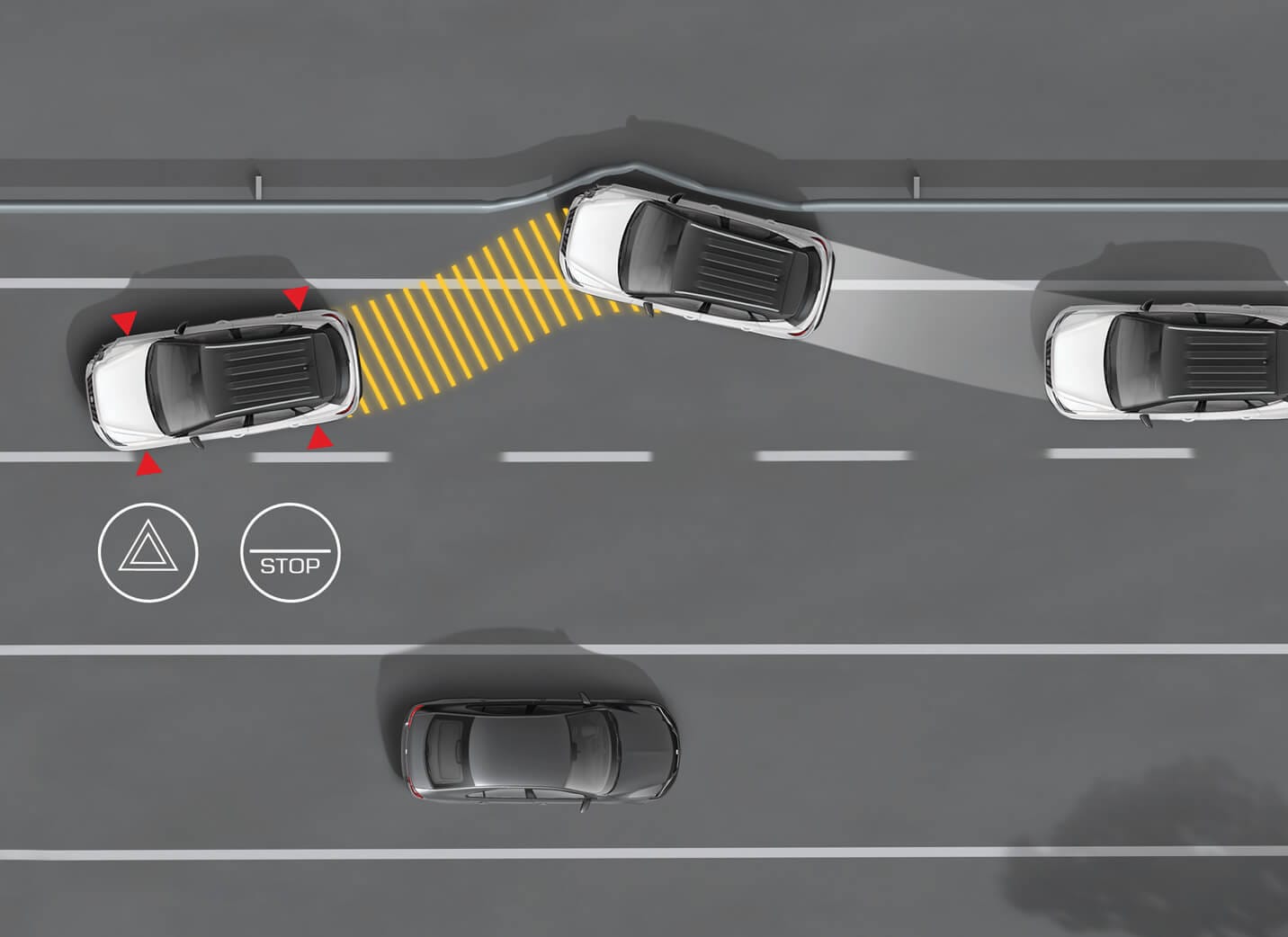 SEAT Arona multi collision brake safety. Showing how SEAT Arona brake kicks in with lightning speed, while still keeping car control