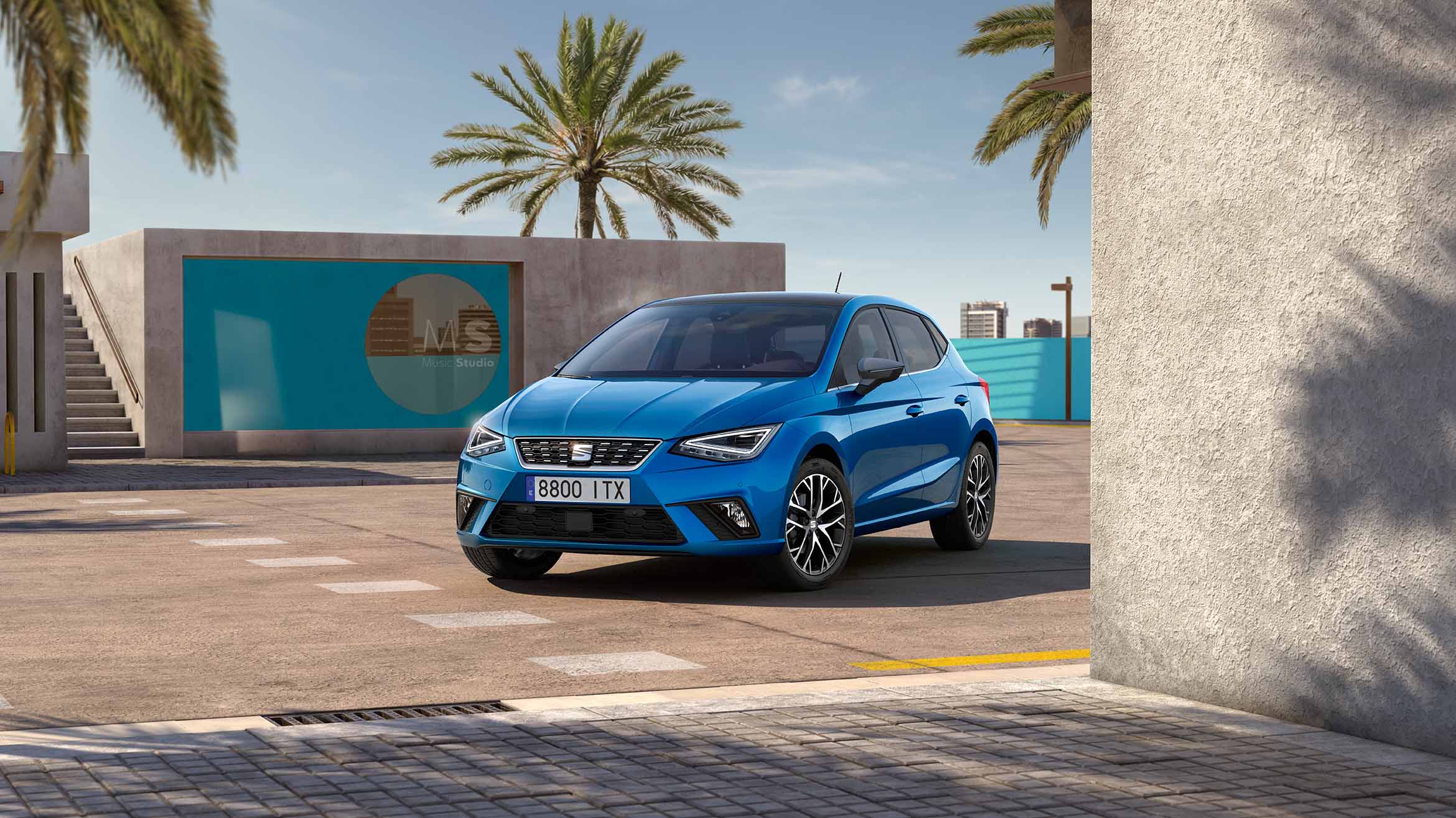 seat ibiza hero angle front view of the cardriver side