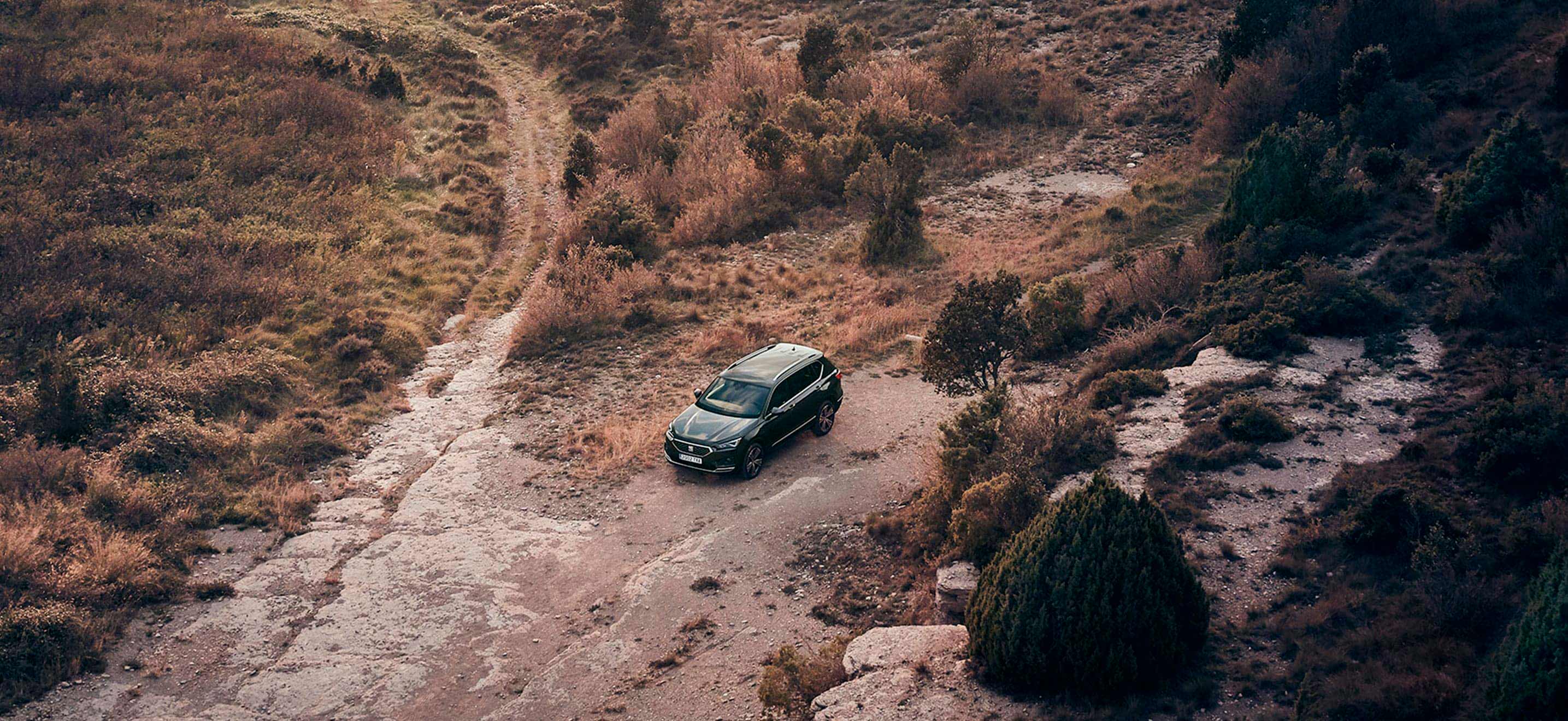New SEAT Tarraco SUV 7 seater car in rural landscape