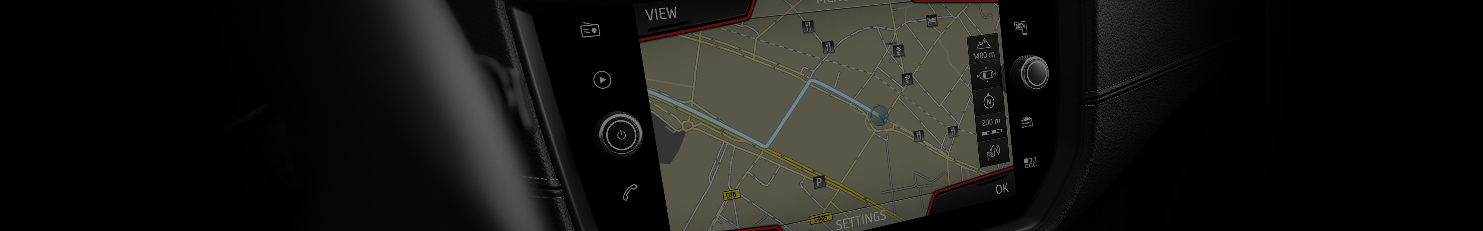 SEAT Navi System car map updates - generic map view dashboard orange outline