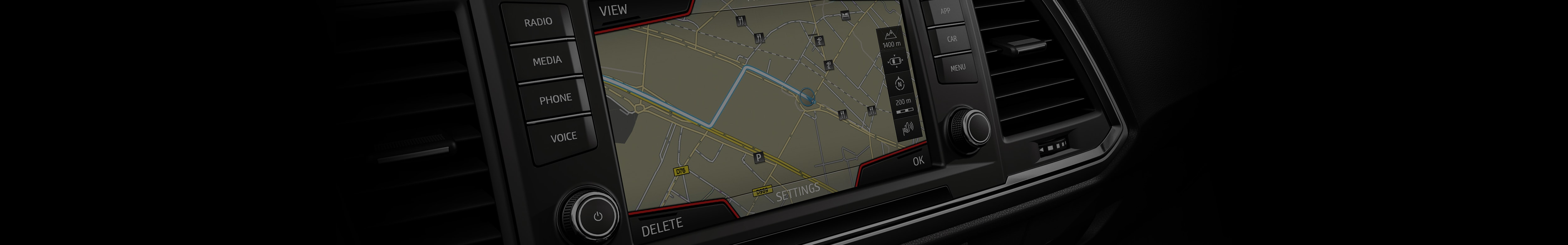 SEAT Navi System car map updates - generic map view dashboard orange outline